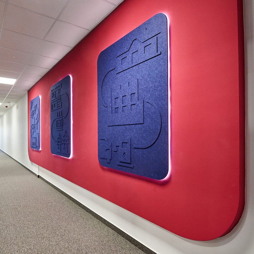 egyedi irodai akusztikus dekoráció